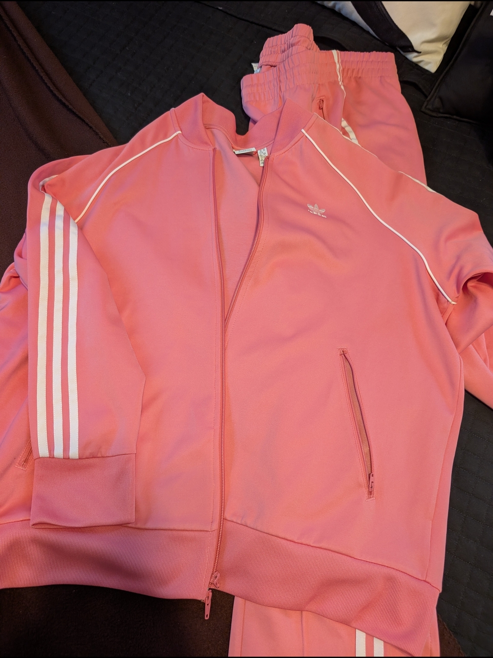 adidas Pink Three-Stripe Track Jacket & Joggers Set